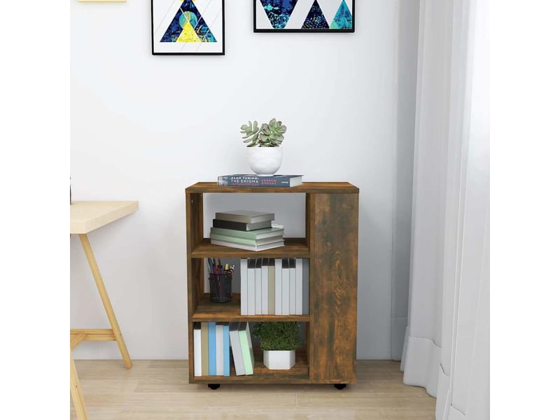  Armoire de rangement roulante chêne fumé 60x35x75 cm bois d'ingénierie  - Conforama D