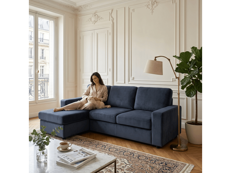 Canapé d'angle multifonction avec rangement 245,5 cm 3 places méridienne réversible - Conforama W