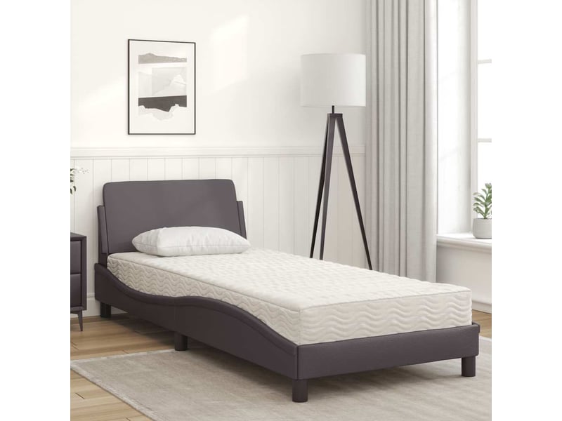  Lit simple- lit adulte -  lit avec matelas dover gris 80x200 cm similicuir  - Conforama B