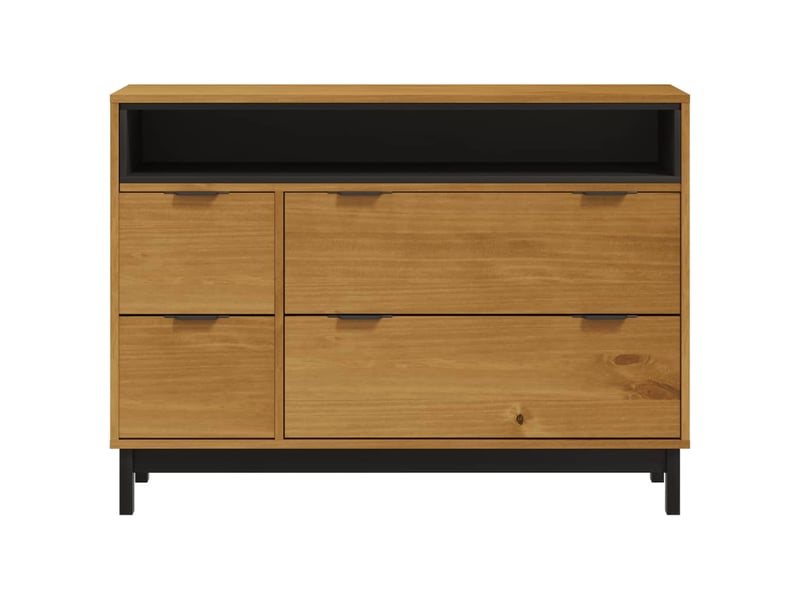  Commode chambre adulte, armoire à tiroirs flam 110x40x80 cm bois de pin massif shl83866  - Conforama E