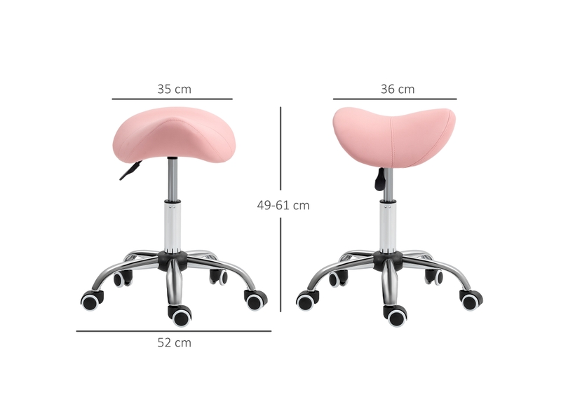  Tabouret de travail à roulettes réglable en hauteur 49-61 cm pivotant 360° pour salon et spa rose  - Conforama C