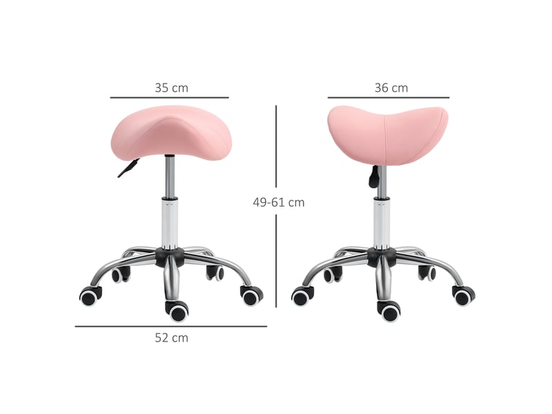  Tabouret de travail à roulettes réglable en hauteur 49-61 cm pivotant 360° pour salon et spa rose  - Conforama C