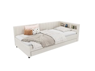 Lit gigogne 90x190/200 cm OKWISH coloris beige