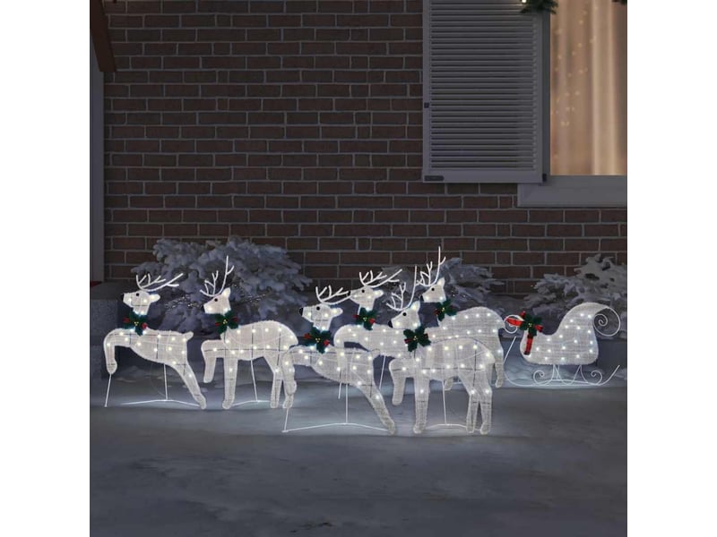  Lot de 7 rennes led, éclairage de noël, décoration de noël argenté 43 x 18 x 66 cm tissu cf62097  - Conforama C