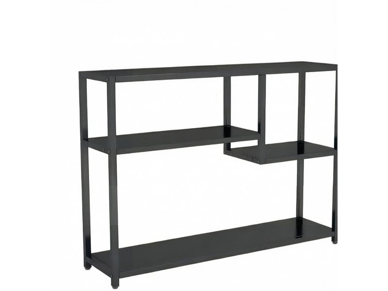  Console d'entrée noire à 4 niveaux en panneau de particules et métal, 110 x 30 x 85 cm, style vintage  - Conforama A