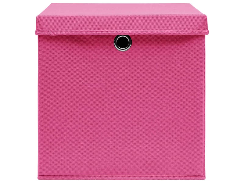  Boîtes de rangement avec couvercles 4 pcs 28x28x28 cm rose  - Conforama D