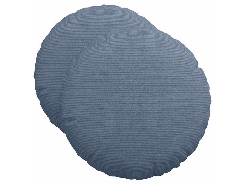  Lot de 2 coussins de siège, coussins décoratifs tissu en velours côtelé bleu ø50 x 19 cm cf59789  - Conforama A