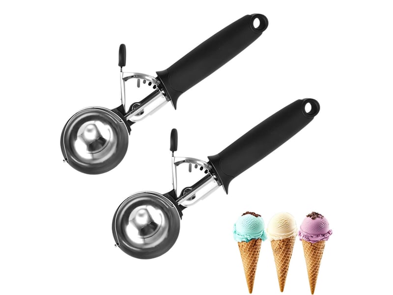 Cuillères à glace, acier inoxydable 304, ensemble de 2 pièces, pour pâte à biscuits et crème glacée, lavables au lave-vaisselle, noires - Conforama A