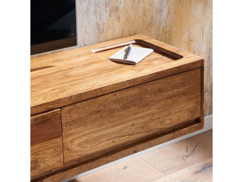  Meuble tv suspendu 160x35x25 cm en bois de sheesham massif  - Conforama E