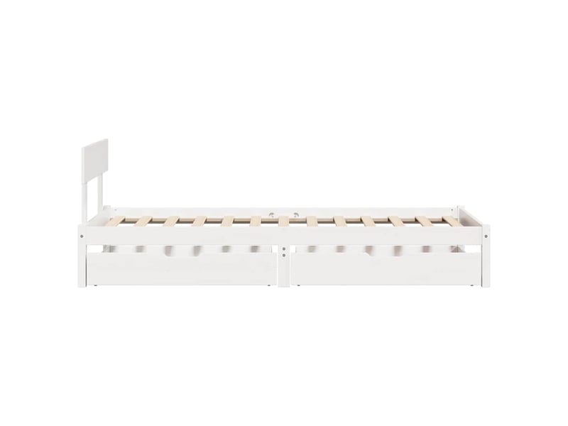  Lit simple- lit adulte -  cadre de lit sans matelas blanc 100x200 cm bois de pin massif  - Conforama D