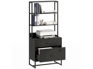 Classeur à tiroirs, armoire de rangement verrouillable avec étagère pour formats a4, lettre et légal, noir