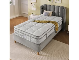 Matelas 90x200 cm MODENVIE Ressorts ensachés + mousse soutien Medium épaisseur 25 cm