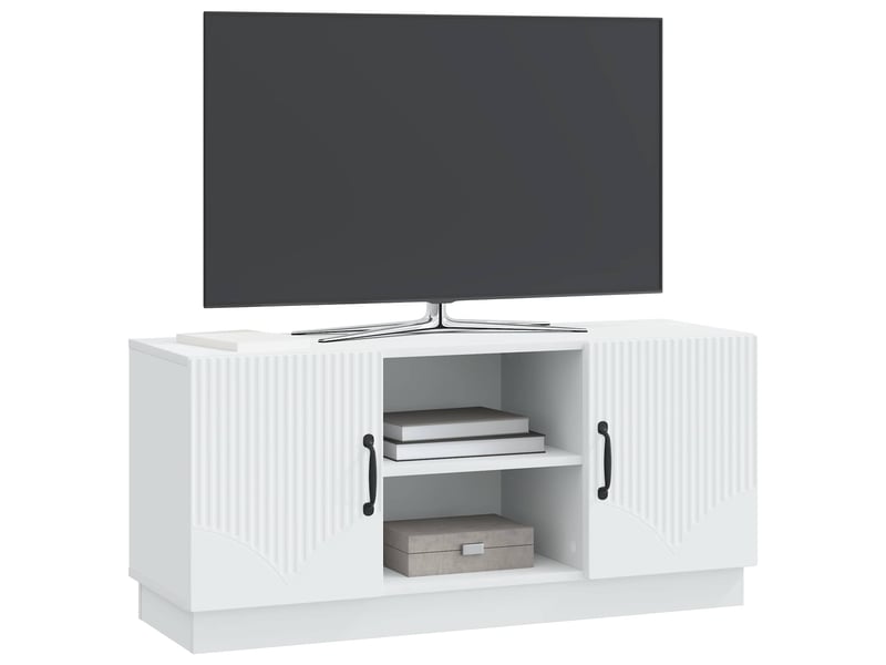  Meuble tv - banc tv - meuble de rangement blanc 102 x 34,5 x 47 cm bois d'ingénierie  - Conforama C