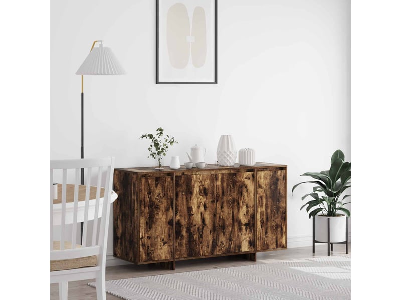  Buffet - bahut - meuble de rangement chêne fumé 135 x 41 x 75 cm bois d'ingénierie  - Conforama B