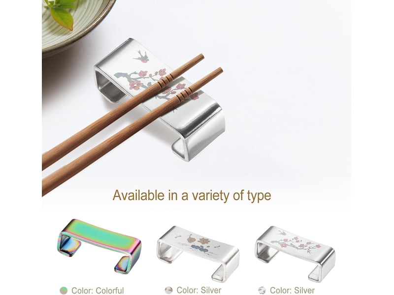  Lot de 4 repose-baguettes en acier inoxydable 304 - motif fleur de prunier - support de couteaux pour comptoir, baguettes, cuillères, fourchettes  - Conforama C