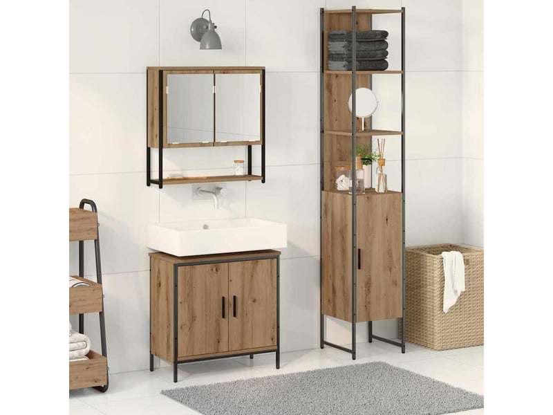  Ensemble de mobilier de salle de bain 3 pièces marron cf64480  - Conforama B