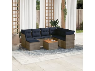 Vidaxl ensemble de canapé de jardin 8 pcs avec coussins gris résine tressée