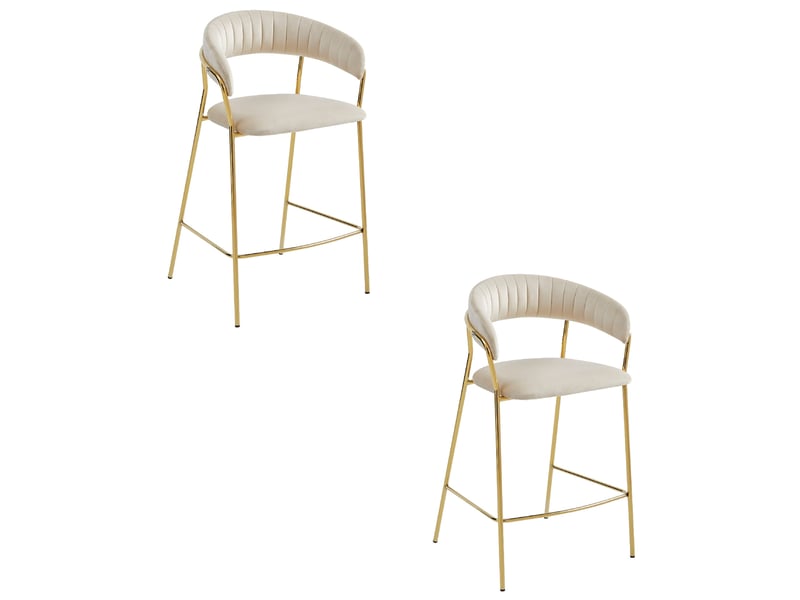 Family hoker badia - velours beige pieds dorés x 2  - Conforama A