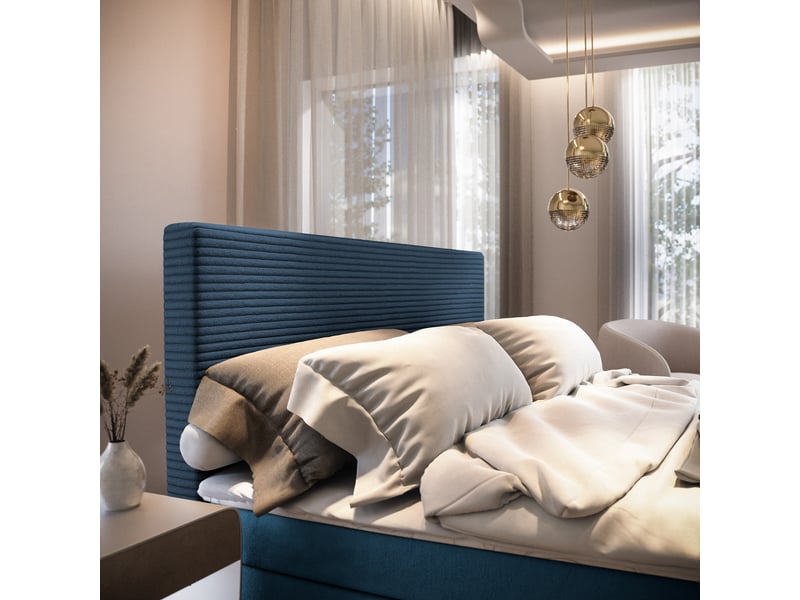 Boxspring giarro 200x200 cm, lit complet avec matelas, bleu - Conforama D