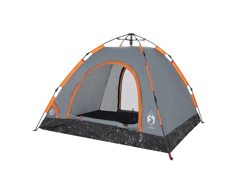 Tente de camping 3 personnes gris et orange libération rapide - Conforama E