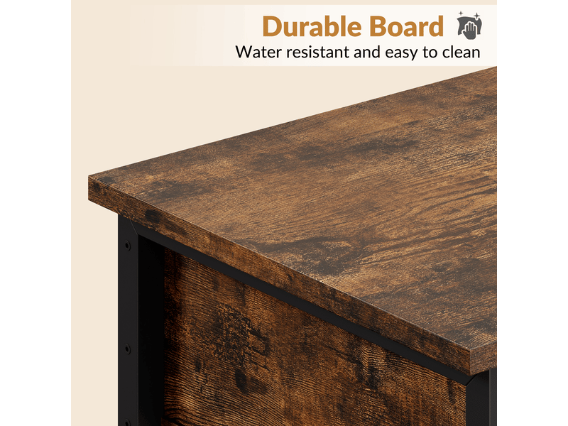  Table d'appoint industrielle tiroir, bout canapé, chevet carrée, étagère 2 niveaux, mdf métal, gain de place, rétro vintage PHO_15T6Q4A3 - Conforama B