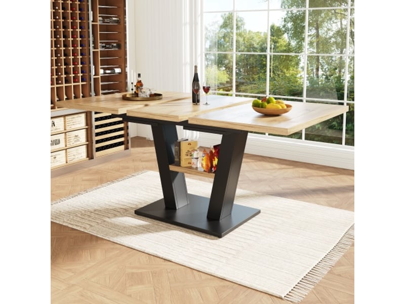 Table à manger extensible 118-157x70x75 cm, effet bois, rallonge intégrée, gain de place, cuisine salon - Conforama B