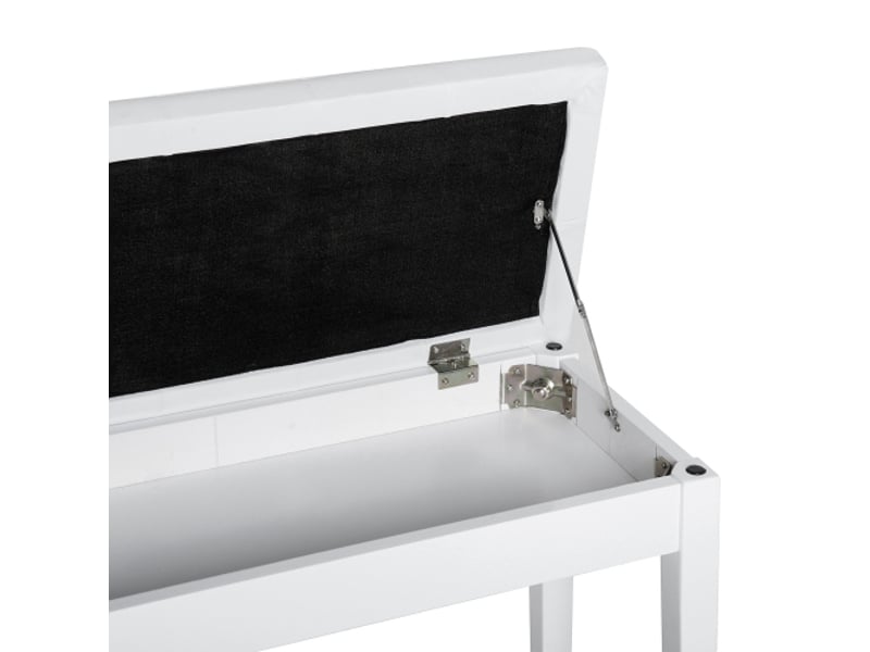 Banquette de piano style campagne avec rangement, bois d’hévéa, similicuir blanc, 76 x 36 x 50 cm - Conforama E