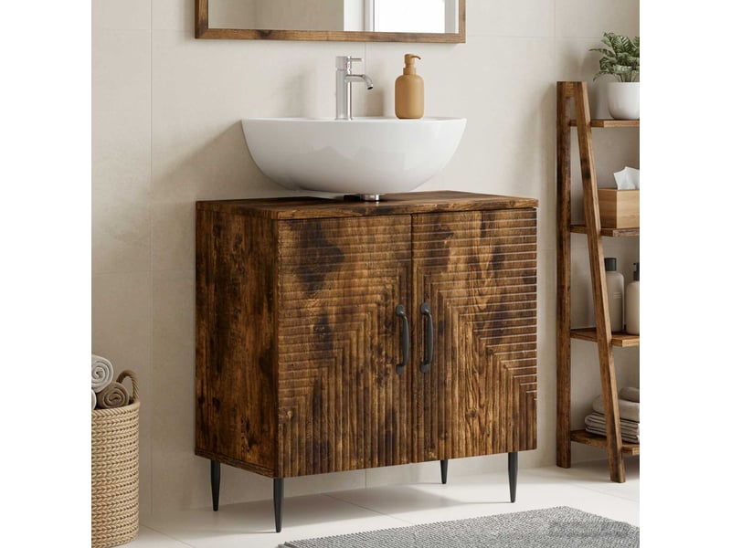  Meuble sous lavabo de salle de bain haarlem chêne fumé cf64890  - Conforama B