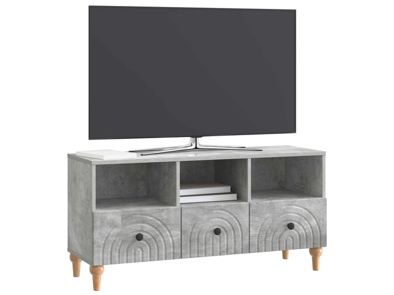  Meuble tv - banc tv - meuble de rangement 102 x 34,5 x 50 cm gris béton bois d’ingénierie  - Conforama C