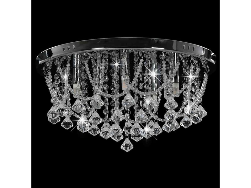  Plafonnier, lampe plafond avec perles de cristal argenté rond 4 ampoules g9  - Conforama C