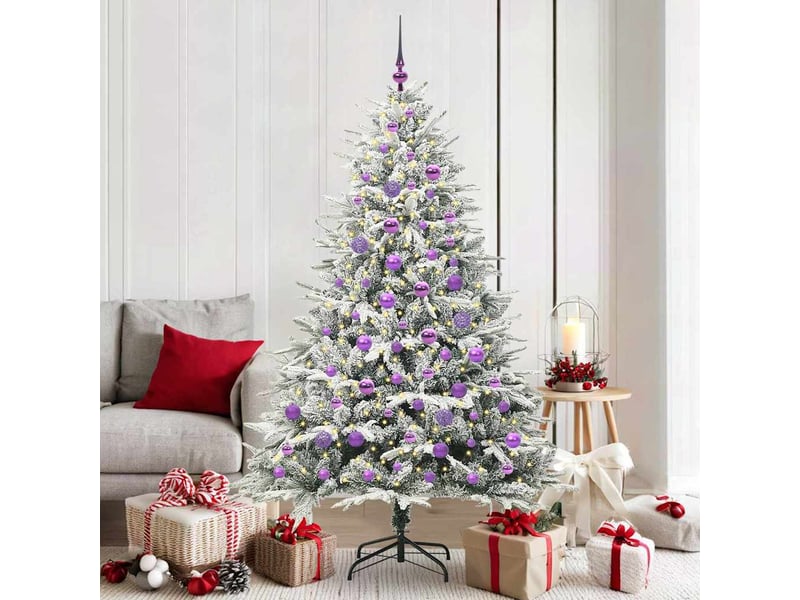  Sapin de noël - arbre de noël artificiel pré-éclairé avec ensemble de boules  - Conforama B