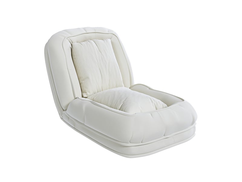  Canapé pliable 80x22x87 cm, avec 5 positions réglables, à usage multifonction, structure en métal, couleur blanc cassé  - Conforama A