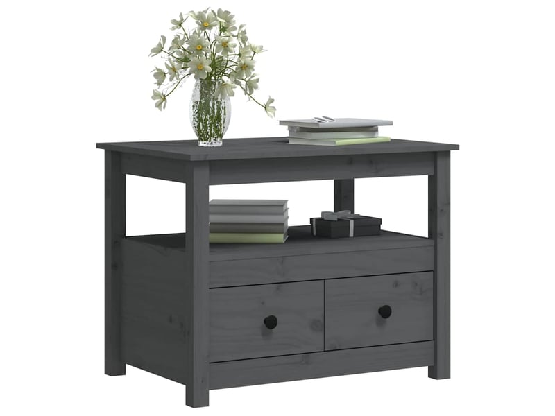  Table basse - table de salon - table à thé gris 71x49x55 cm bois massif de pin  - Conforama E