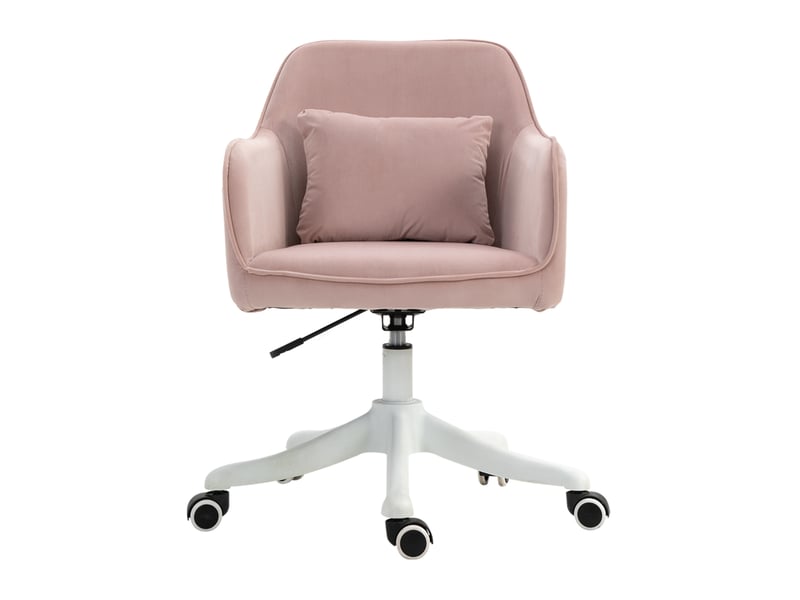  Chaise de bureau rose en velours avec coussin lombaire vibrant usb, accoudoirs réglables et roulettes 360°  - Conforama A