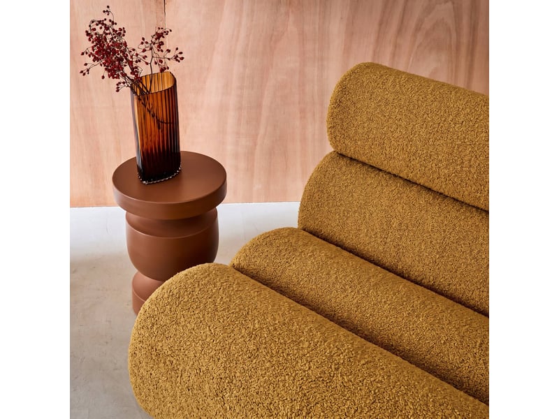 Canapé modulable bouclette texturée 3 places avec repose pied moutarde - nova  - Conforama C