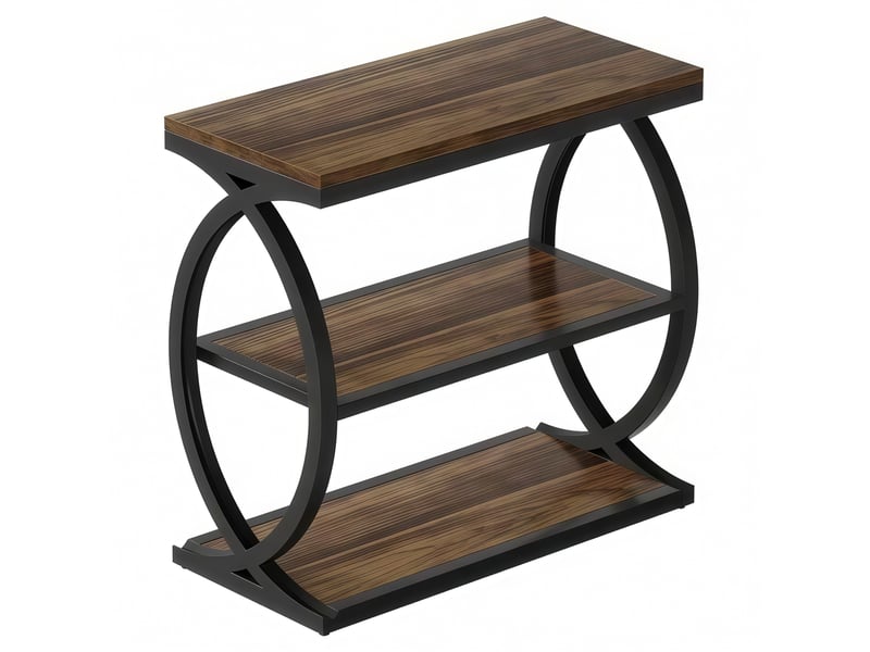Table d’appoint,60x30x60 cm,3 niveaux,métal,noir et brun rustique - Conforama A