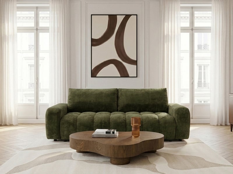  Bobochic canapé droit convertible 3 places jules tissu lisse vert JULES - Conforama C