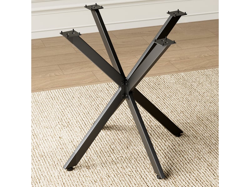  Table d'appoint carrée 80x80x75 cm noire en panneau de particules et acier, piètement en x réglable  - Conforama D