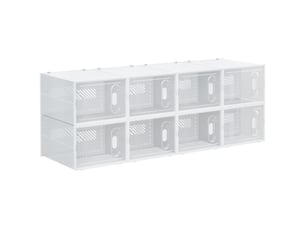 Lot de 8 boîtes à chaussures,28x36x21 cm,portes magnétiques,plastique,transparent