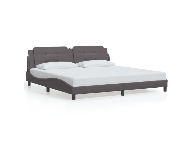 Lit double- lit adulte - cadre de lit avec led sans matelas zadar gris 200x200 cm - Conforama D