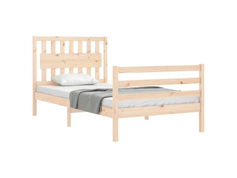  Lit simple- lit adulte -  cadre de lit sans matelas 100x200 cm bois massif  - Conforama C