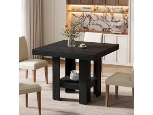 Table à manger pour 2 personnes, 80 x 80 x 75 cm, carré table de salle à manger industrielle pour salle à manger, cuisine, salon, noir