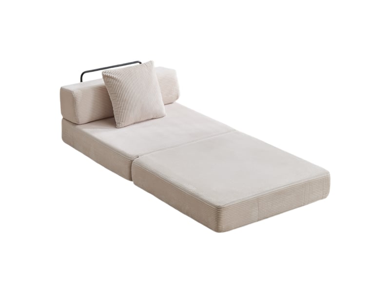  Canapé convertible 1 place 92,5 x 92,5 cm – blanc – velours côtelé, couchage 185 cm prêt à déplier  - Conforama D