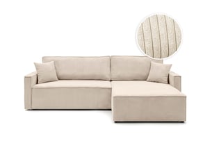 Canapé d'angle réversible convertible LOUNGITUDE FARAH 5 places Velours côtelé Beige