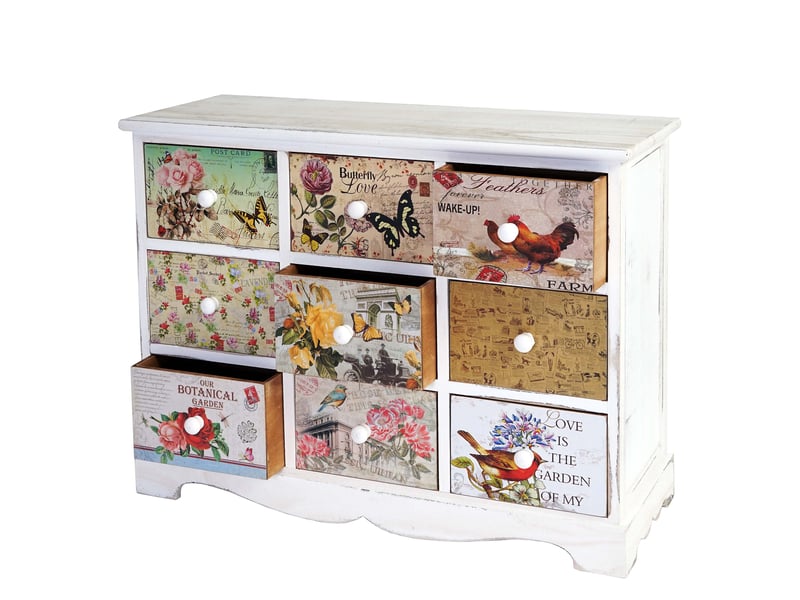 Commode venlo, armoire à tiroirs, style shabby chic, vintage, 9 tiroirs – 60x79x30cm - Conforama A
