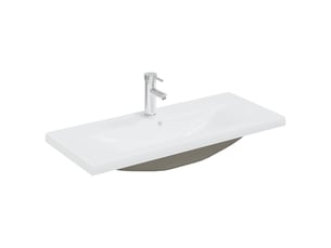Lavabo encastré, vasque à poser avec robinet 91x39x18 cm céramique blanc cf65672