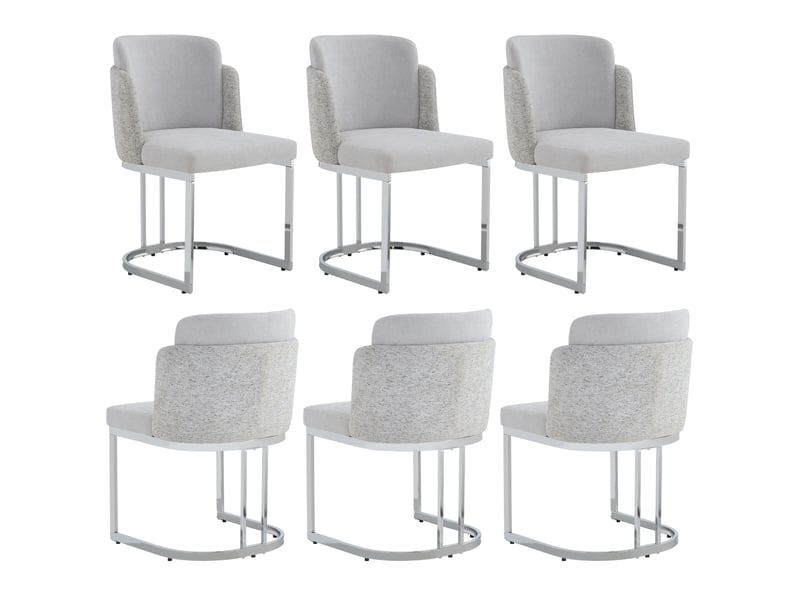  Lot de 6 chaises de salle à manger 61,5 x 53,5 x 86 cm gris clair et argent, tissu chenille, avec accoudoirs  - Conforama A