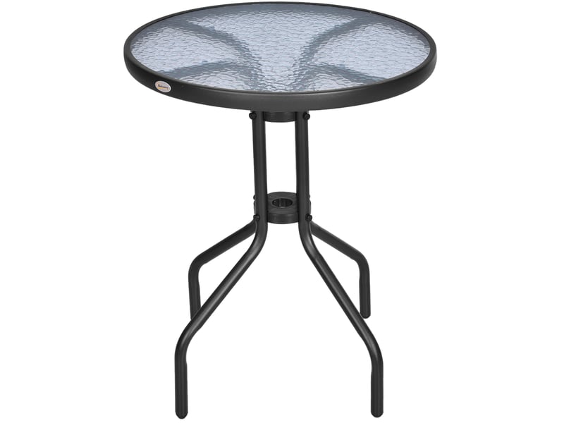 Table de jardin bistrot ronde avec plateau en verre de sécurité et structure métal pour balcon, noire, ø 60 × 70 cm - Conforama A