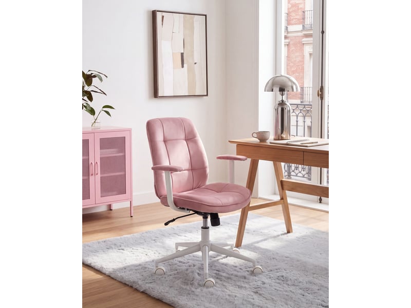 Chaise de bureau carlton velours rose - Conforama B