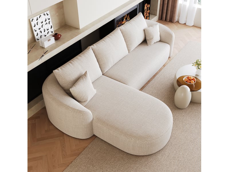  Canapé d’angle gauche 4 places 266x168 cm en chenille blanche sans montage  - Conforama D
